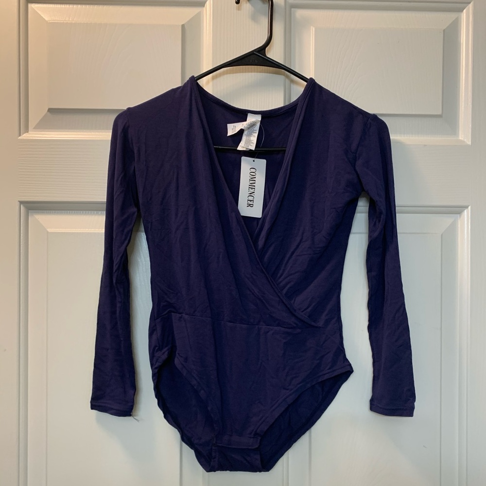 COMMENCER Women's Cross Over Bodysuit S/M